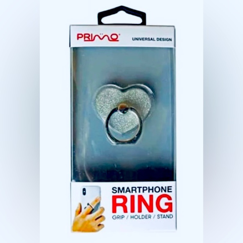 ❤️🎁NEW in box Kole Imports Primo Universal Silver Heart Glitter Smartphone Ring